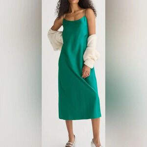 J. Crew Luster Charmeuse Gwyneth Slip Dress Green Size 2